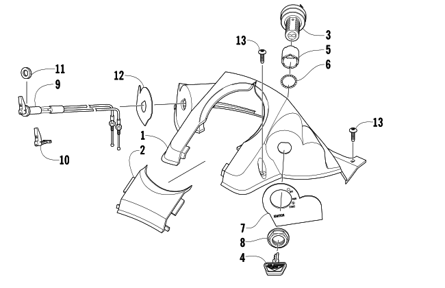 Parts Diagram for Arctic Cat 2007 BEARCAT 570 LONG TRACK SNOWMOBILE CONSOLE AND SWITCH ASSEMBLY