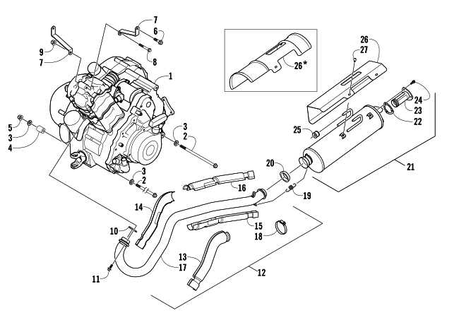 Parts Diagram for Arctic Cat 2006 500 AUTOMATIC TRANSMISSION 4X4 FIS LE ATV ENGINE AND EXHAUST