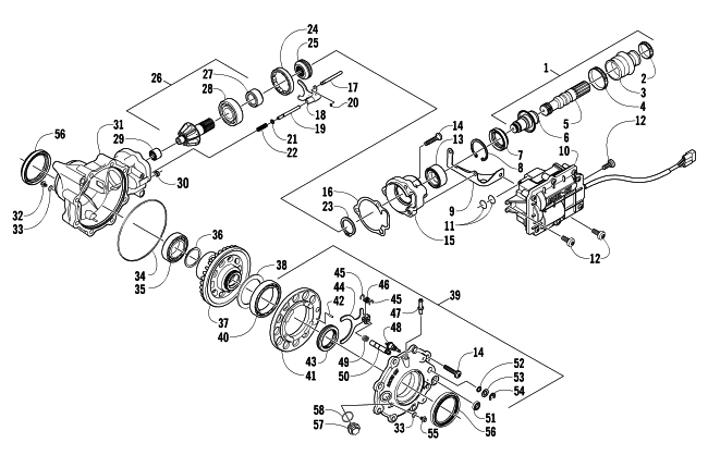 Parts Diagram for Arctic Cat 2007 650 H1 AUTOMATIC TRANSMISSION 4X4 TBX ATV FRONT DRIVE GEARCASE ASSEMBLY