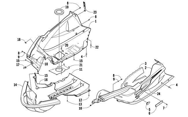 Parts Diagram for Arctic Cat 2006 SABERCAT 500 EFI LX SNOWMOBILE BELLY PAN ASSEMBLY