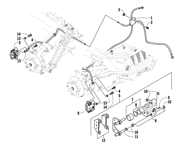 Parts Diagram for Arctic Cat 2006 500 AUTOMATIC TRANSMISSION 4X4 FIS LE ATV HYDRAULIC BRAKE ASSEMBLY