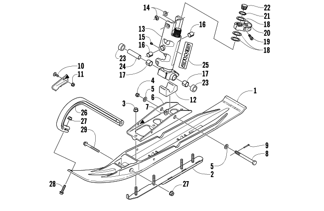 Parts Diagram for Arctic Cat 2006 CROSSFIRE 700 EFI WEST YELLOWSTONE SNOWMOBILE SKI AND SPINDLE ASSEMBLY