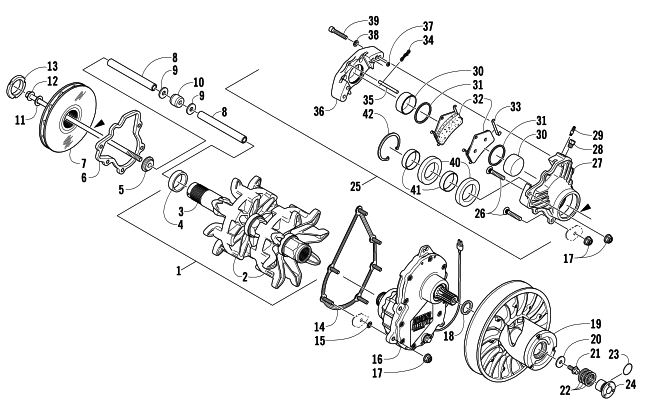 Parts Diagram for Arctic Cat 2006 M7 EFI 153 WEST YELLOWSTONE SNOWMOBILE DRIVE TRAIN SHAFTS AND BRAKE ASSEMBLIES