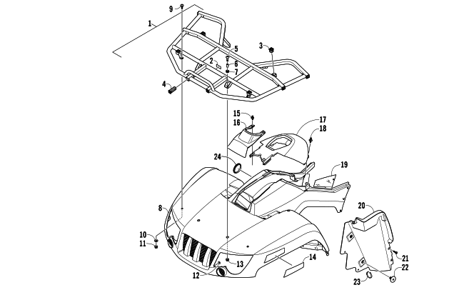 Parts Diagram for Arctic Cat 2006 400 MANUAL TRANSMISSION 4X4 VP ATV FRONT BODY PANEL ASSEMBLY