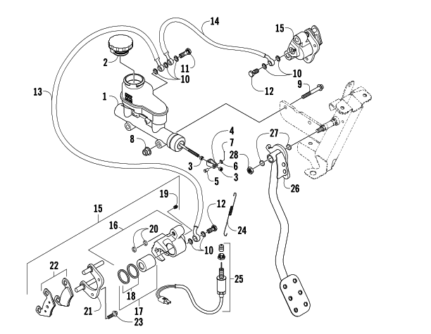 Parts Diagram for Arctic Cat 2007 PROWLER 650 H1 AUTOMATIC 4X4 ATV HYDRAULIC BRAKE ASSEMBLY