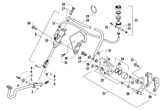 Parts Diagram for Arctic Cat 2006 400 MANUAL TRANSMISSION 4X4 VP ATV AUXILIARY BRAKE ASSEMBLY