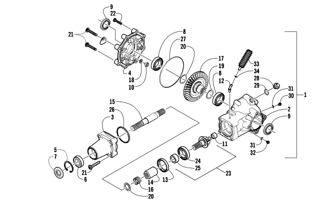 Parts Diagram for Arctic Cat 2006 400 MANUAL TRANSMISSION 4X4 VP ATV REAR DRIVE GEARCASE ASSEMBLY