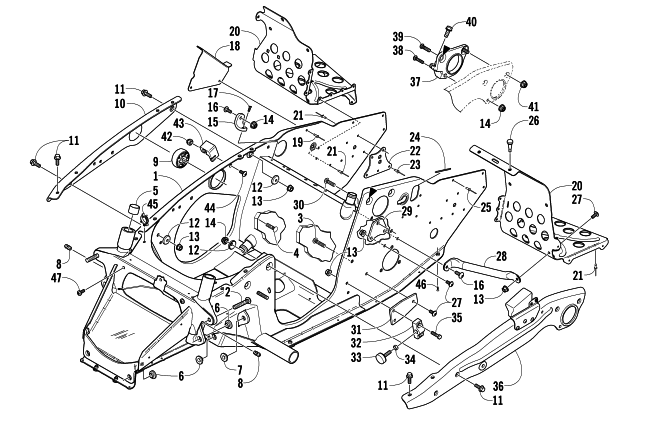 Parts Diagram for Arctic Cat 2006 FIRECAT 600 EFI R SNOWMOBILE FRONT FRAME AND FOOTREST ASSEMBLY