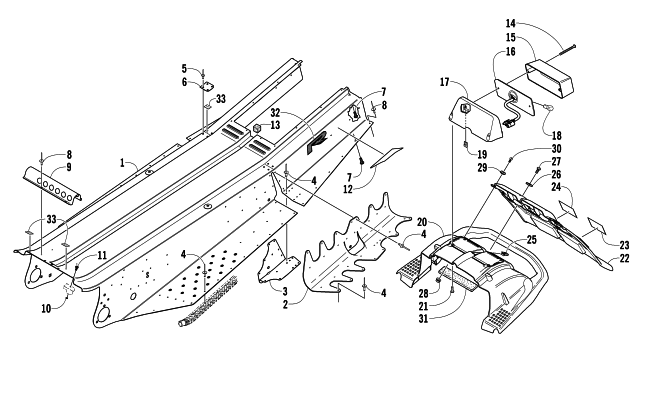 Parts Diagram for Arctic Cat 2006 FIRECAT 600 EFI R SNOWMOBILE TUNNEL, REAR BUMPER, AND TAILLIGHT ASSEMBLY