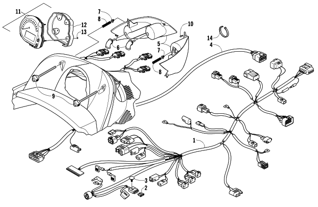 Parts Diagram for Arctic Cat 2006 SABERCAT 700 EFI LX SNOWMOBILE HEADLIGHT, INSTRUMENTS, AND WIRING ASSEMBLIES