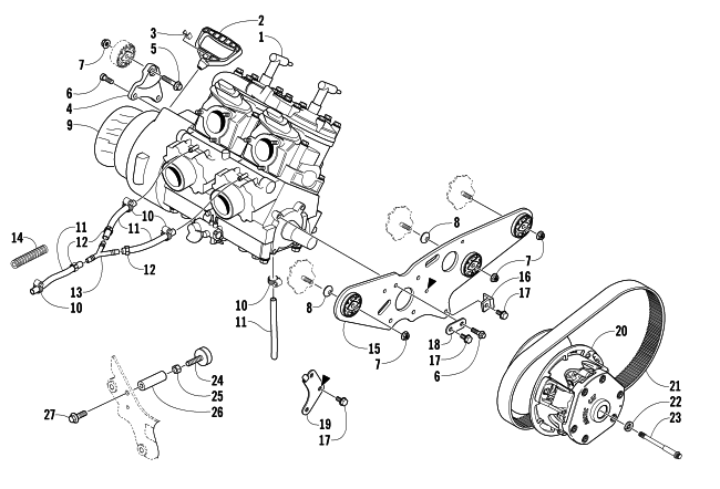 Parts Diagram for Arctic Cat 2006 SABERCAT 600 EFI LX SNOWMOBILE ENGINE AND RELATED PARTS