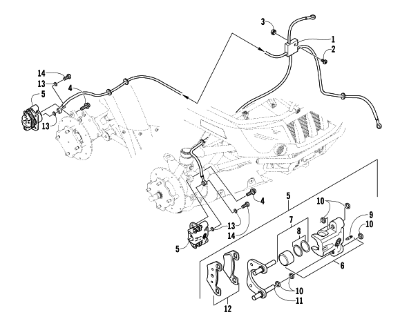 Parts Diagram for Arctic Cat 2006 400 AUTOMATIC TRANSMISSION 4X4 VP ATV HYDRAULIC BRAKE ASSEMBLY