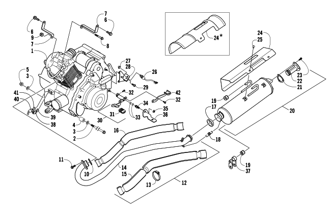 Parts Diagram for Arctic Cat 2008 400 MANUAL TRANSMISSION 4X4 FIS ATV ENGINE AND EXHAUST