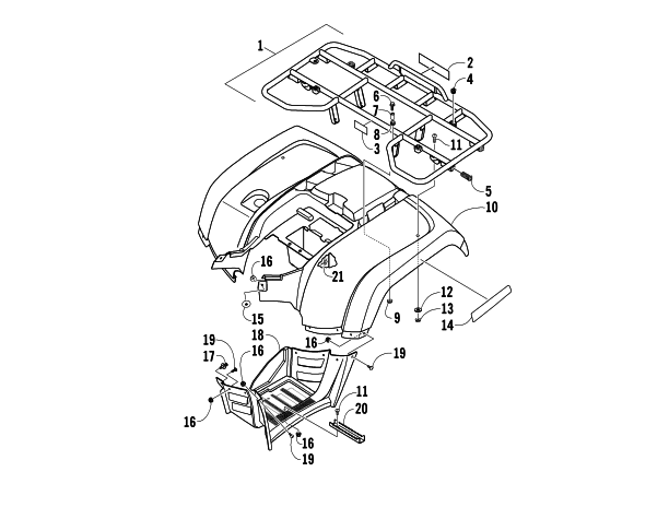 Parts Diagram for Arctic Cat 2006 650 V-TWIN AUTOMATIC TRANSMISSION 4X4 FIS ATV REAR BODY PANEL ASSEMBLY