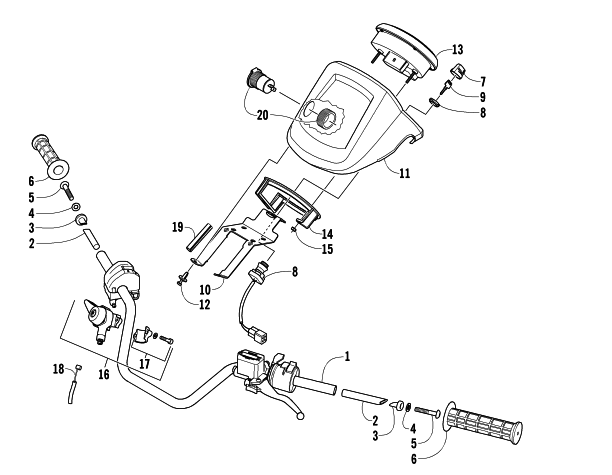 Parts Diagram for Arctic Cat 2006 650 V-TWIN AUTOMATIC TRANSMISSION 4X4 FIS CA ATV HANDLEBAR ASSEMBLY