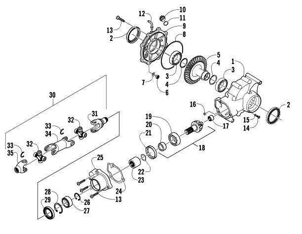 Parts Diagram for Arctic Cat 2006 650 V-TWIN AUTOMATIC TRANSMISSION 4X4 FIS CA ATV REAR DRIVE GEARCASE ASSEMBLY