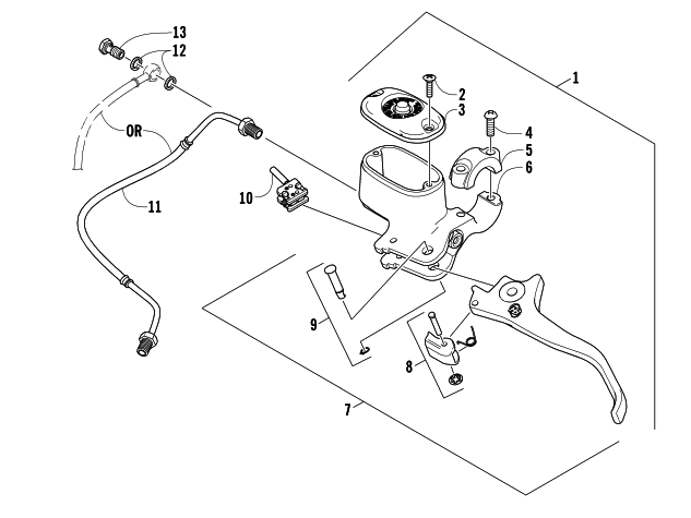 Parts Diagram for Arctic Cat 2005 400 AUTOMATIC TRANSMISSION 4X4 FIS LE ATV HYDRAULIC HAND BRAKE ASSEMBLY