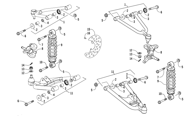 Parts Diagram for Arctic Cat 2007 250 UTILITY ATV FRONT SUSPENSION ASSEMBLY