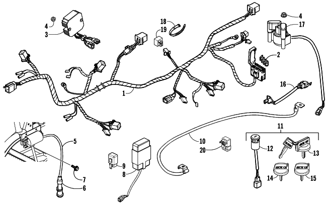 Parts Diagram for Arctic Cat 2006 250 UTILITY ATV ELECTRICAL AND WIRING HARNESS ASSEMBLY