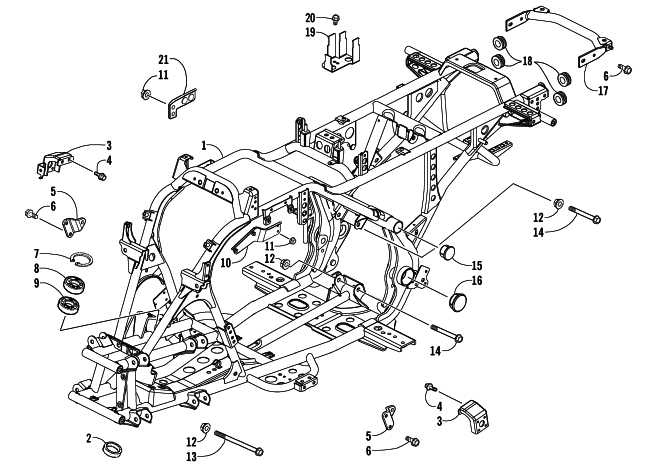 Parts Diagram for Arctic Cat 2006 250 UTILITY ATV FRAME AND RELATED PARTS ASSEMBLY