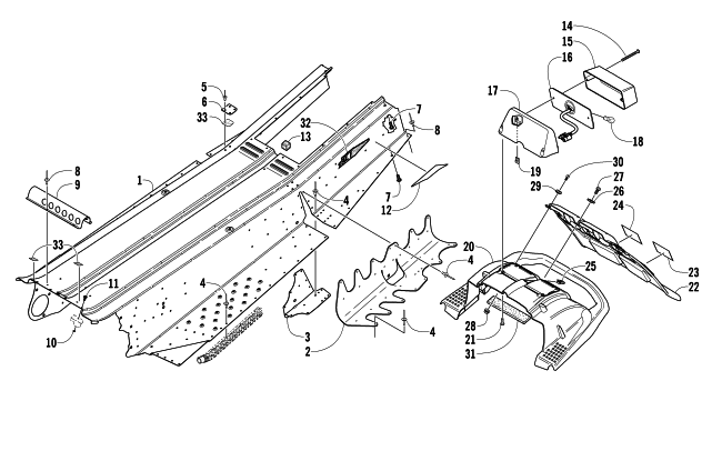 Parts Diagram for Arctic Cat 2006 FIRECAT 500 SNOWMOBILE TUNNEL, REAR BUMPER, AND TAILLIGHT ASSEMBLY