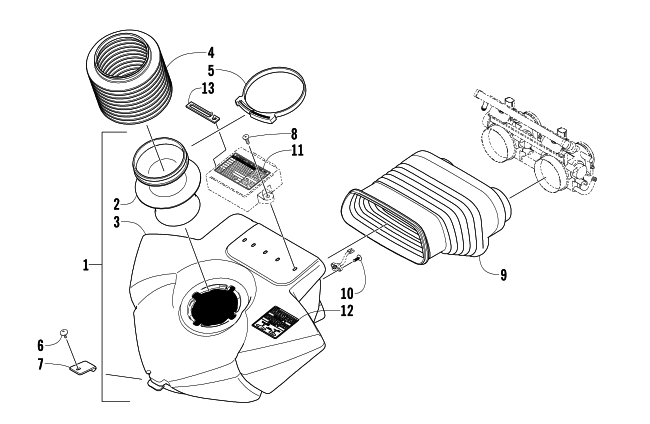 Parts Diagram for Arctic Cat 2005 FIRECAT 600 EFI SNO PRO SNOWMOBILE AIR SILENCER ASSEMBLY