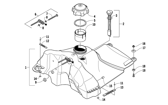 Parts Diagram for Arctic Cat 2006 M7 EFI 153 SNOWMOBILE GAS TANK ASSEMBLY