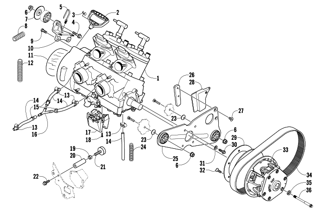 Parts Diagram for Arctic Cat 2006 M7 EFI 162 CT SNOWMOBILE ENGINE AND RELATED PARTS