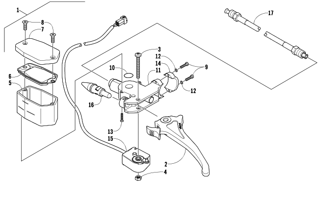 Parts Diagram for Arctic Cat 2006 FIRECAT 600 EFI SNO PRO SNOWMOBILE HYDRAULIC BRAKE CONTROL ASSEMBLY