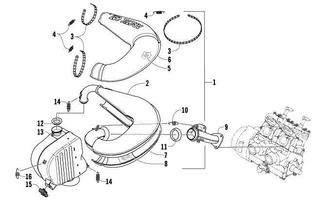 Parts Diagram for Arctic Cat 2006 FIRECAT 700 SNO PRO SNOWMOBILE EXHAUST ASSEMBLY