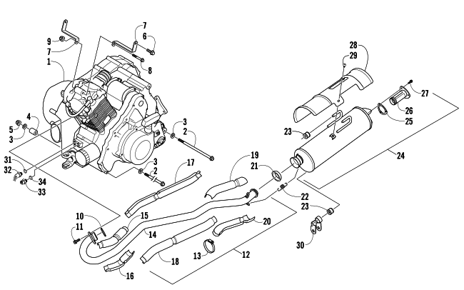 Parts Diagram for Arctic Cat 2006 400 AUTOMATIC TRANSMISSION 4X4 TBX ATV ENGINE AND EXHAUST