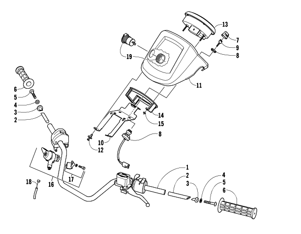 Parts Diagram for Arctic Cat 2007 650 H1 AUTOMATIC TRANSMISSION 4X4 FIS ATV HANDLEBAR ASSEMBLY