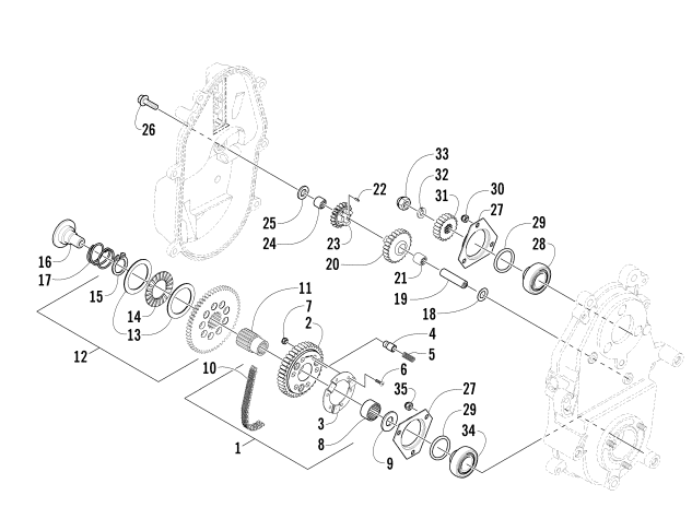 Parts Diagram for Arctic Cat 2007 BEARCAT WIDE TRACK TURBO SNOWMOBILE DRIVE/REVERSE DROPCASE ASSEMBLY