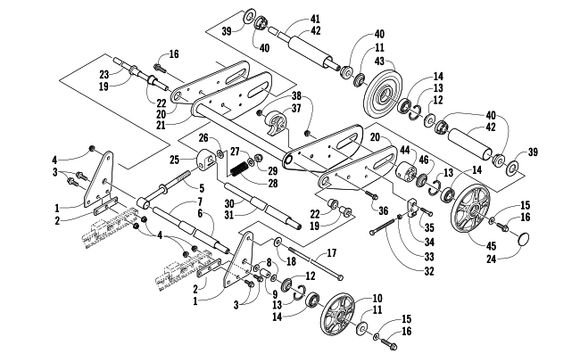 Parts Diagram for Arctic Cat 2006 BEARCAT WIDE TRACK TURBO SNOWMOBILE ARTICULATING SKID FRAME ASSEMBLY