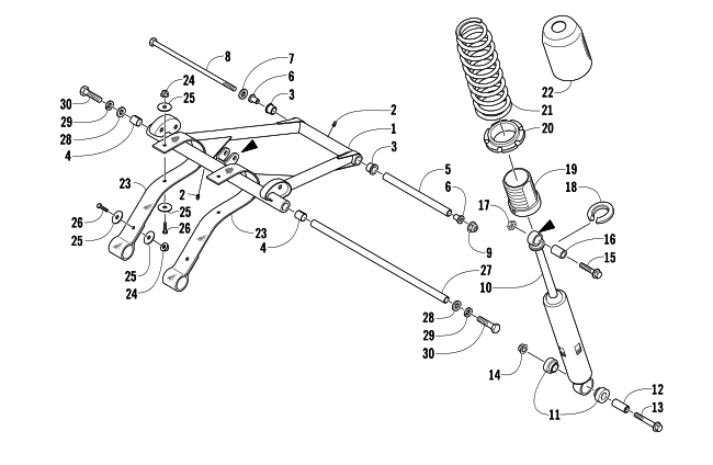 Parts Diagram for Arctic Cat 2007 BEARCAT 570 LONG TRACK SNOWMOBILE REAR SUSPENSION FRONT ARM ASSEMBLY