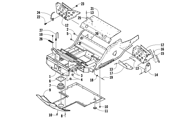 Parts Diagram for Arctic Cat 2006 BEARCAT WIDE TRACK SNOWMOBILE FRONT FRAME AND FOOTREST ASSEMBLY
