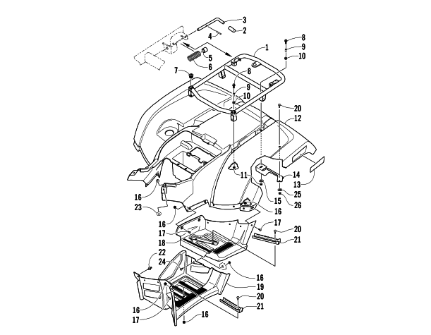 Parts Diagram for Arctic Cat 2006 400 AUTOMATIC TRANSMISSION 4X4 TRV ATV REAR BODY PANEL ASSEMBLY
