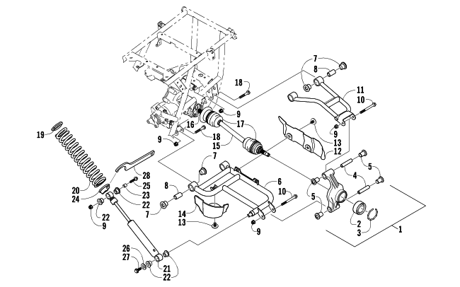 Parts Diagram for Arctic Cat 2006 400 AUTOMATIC TRANSMISSION 4X4 TRV ATV REAR SUSPENSION ASSEMBLY