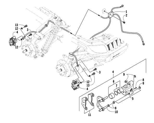 Parts Diagram for Arctic Cat 2006 400 AUTOMATIC TRANSMISSION 4X4 TRV ATV HYDRAULIC BRAKE ASSEMBLY