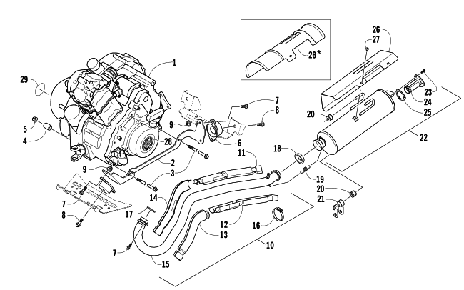 Parts Diagram for Arctic Cat 2006 650 H1 AUTOMATIC TRANSMISSION 4X4 SE ATV ENGINE AND EXHAUST