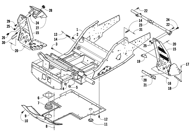 Parts Diagram for Arctic Cat 2007 T660 TOURING SNOWMOBILE FRONT FRAME AND FOOTREST ASSEMBLY
