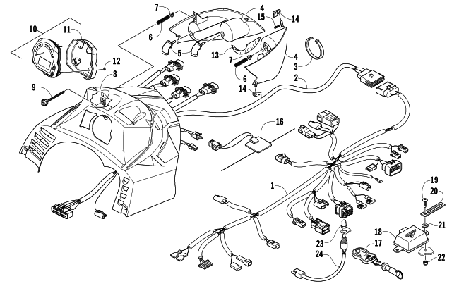 Parts Diagram for Arctic Cat 2007 T660 TURBO TOURING SNOWMOBILE HEADLIGHT, INSTRUMENTS, AND WIRING ASSEMBLIES