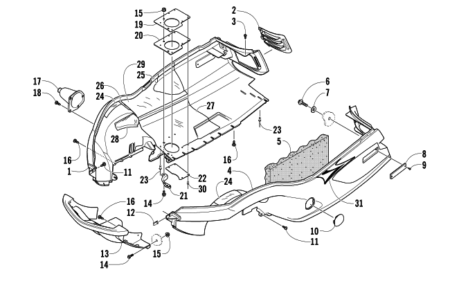 Parts Diagram for Arctic Cat 2006 T660 TURBO ST SNOWMOBILE BELLY PAN AND FRONT BUMPER ASSEMBLY