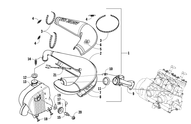 Parts Diagram for Arctic Cat 2006 M6 EFI 153 CT SNOWMOBILE EXHAUST ASSEMBLY