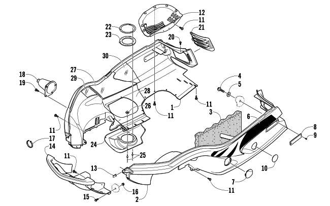 Parts Diagram for Arctic Cat 2006 ZR 900 EFI SNOWMOBILE BELLY PAN AND FRONT BUMPER ASSEMBLY