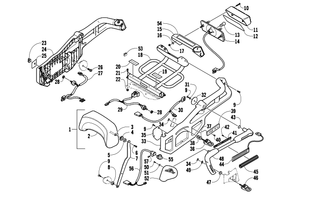 Parts Diagram for Arctic Cat 2007 T660 TURBO TRAIL LE SNOWMOBILE BACKREST, RACK, AND TAILLIGHT ASSEMBLY