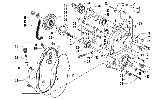 Parts Diagram for Arctic Cat 2006 AC 440 SNO PRO MODIFIED RACE SLED SNOWMOBILE DRIVE/DROPCASE ASSEMBLY