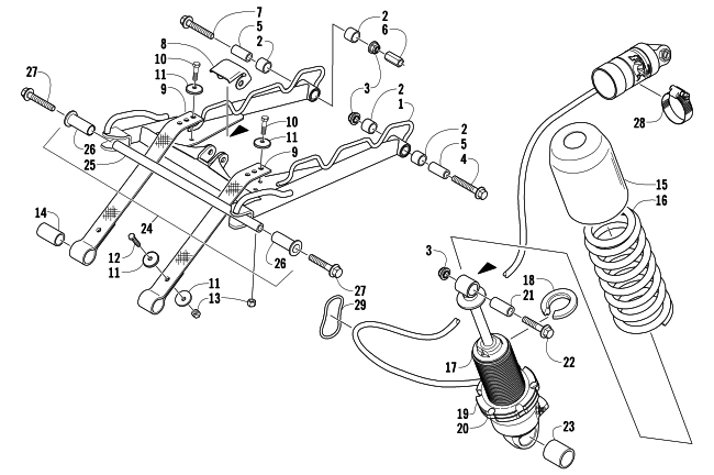 Parts Diagram for Arctic Cat 2006 AC 440 SNO PRO MODIFIED RACE SLED SNOWMOBILE REAR SUSPENSION FRONT ARM ASSEMBLY