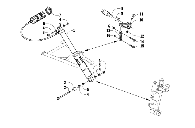 Parts Diagram for Arctic Cat 2006 AC 440 SNO PRO MODIFIED RACE SLED SNOWMOBILE SHOCK ABSORBER AND SWAY BAR ASSEMBLY