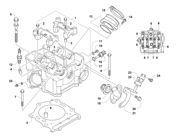 Parts Diagram for Arctic Cat 2008 700 EFI AUTOMATIC TRANSMISSION 4X4 TRV LE ATV CYLINDER HEAD ASSEMBLY